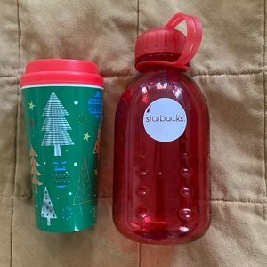 1 liter water bottle & 16 oz insulated holiday tumbler